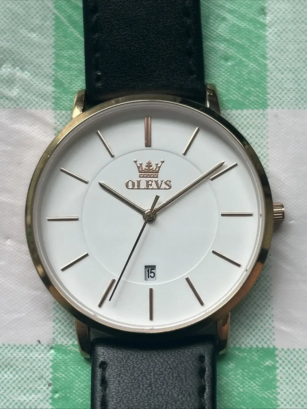 Olevs White Dial Gold Tone Case Men’s Quartz Watch